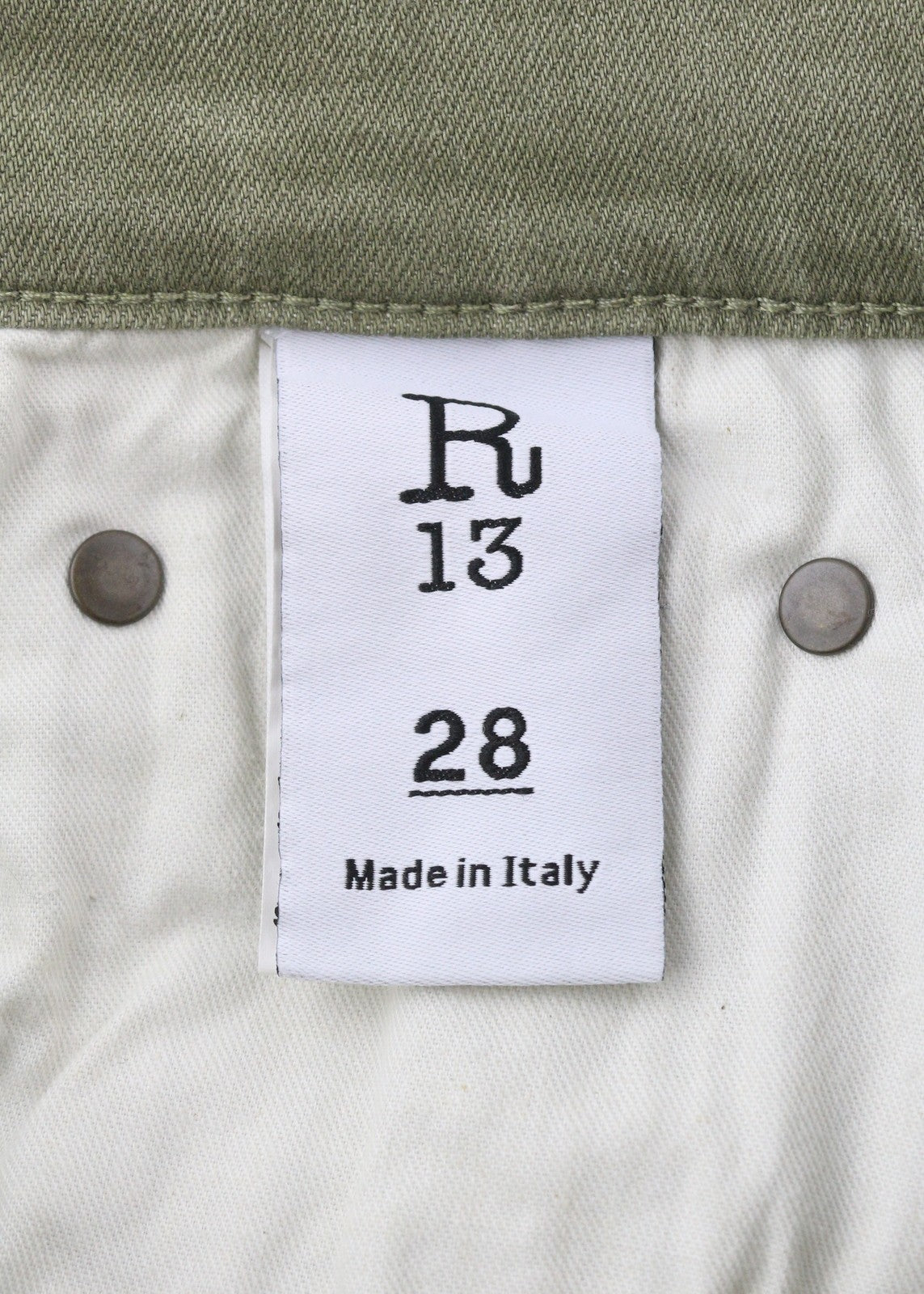 R13 Jane Women Jeans 28 Olive Green Stretch Loose Straight High Rise RRP699