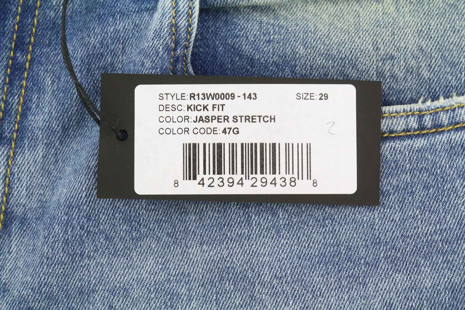 R13 Kick Fit Women Jeans 29 Jasper Stretch Washed Faded Cropped Ankle Denim