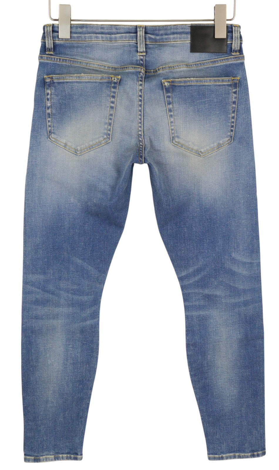 R13 Boy Skinny Women Jeans 27 Blue Washed Faded Cropped Ankle Distressed