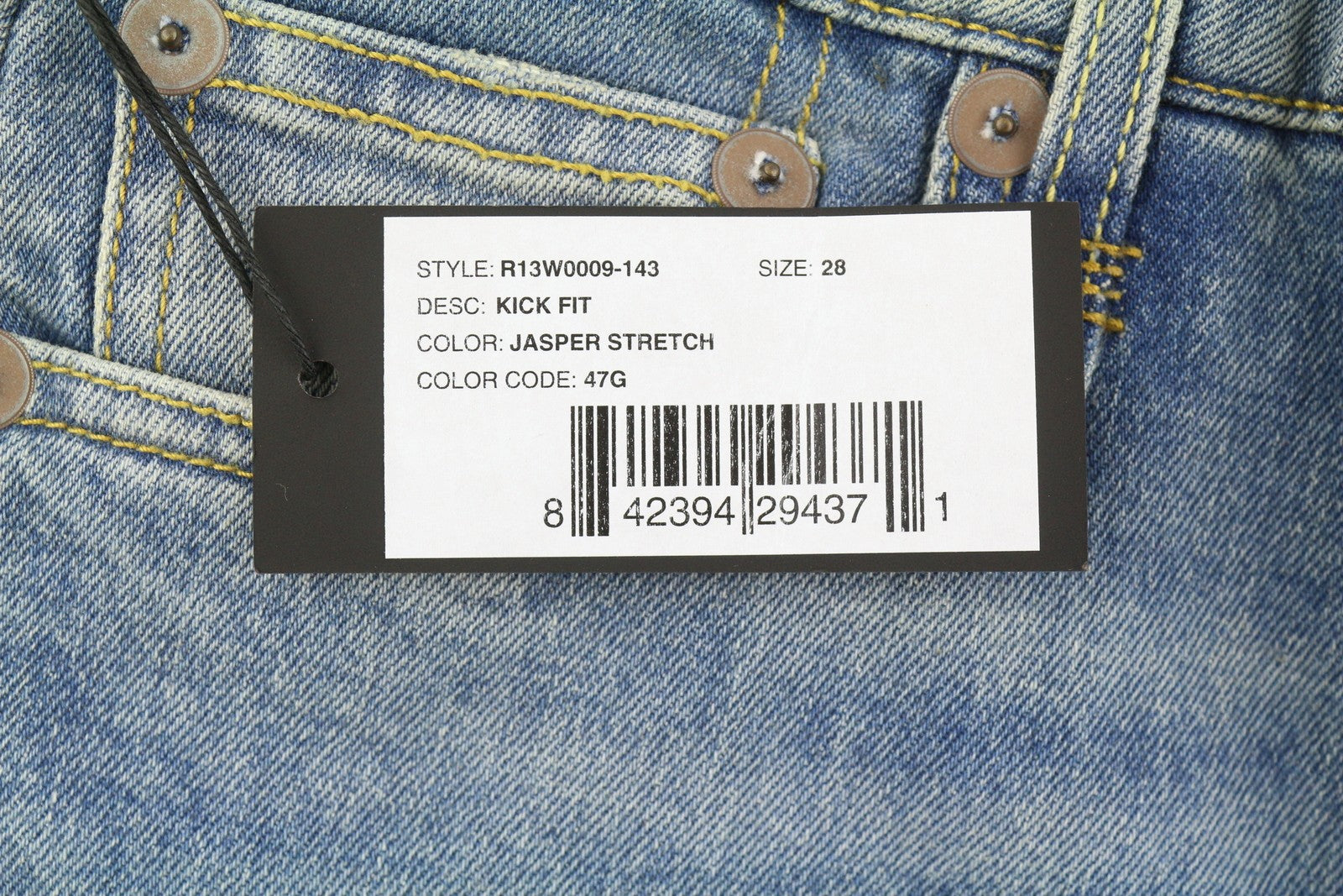 R13 Kick Fit Women Jeans 28 Jasper Stretch Washed Faded Cropped Ankle Denim