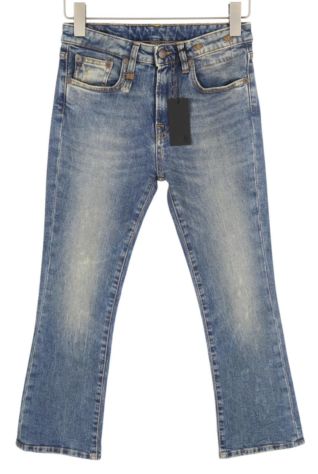 R13 Kick Fit Women Jeans 25 Kelly Stretch Washed Faded Cropped Ankle RRP699