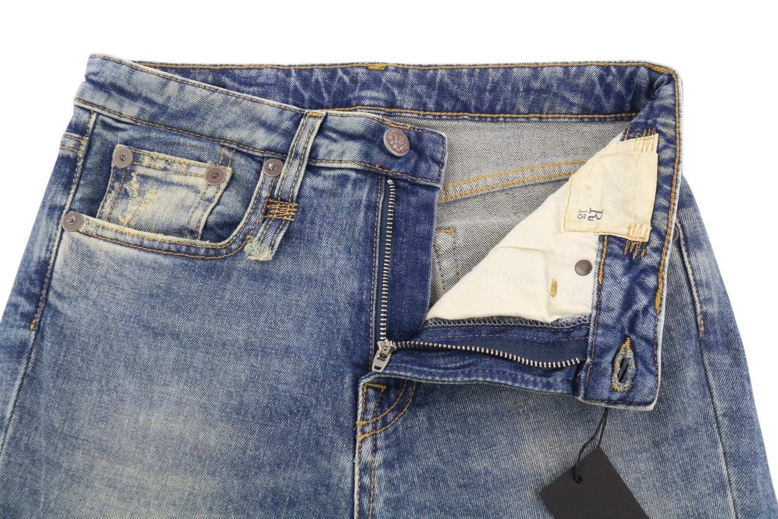 R13 Kick Fit Women Jeans 25 Kelly Stretch Washed Faded Cropped Ankle RRP699