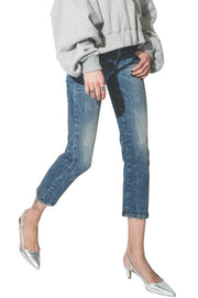 R13 Boy Straight Women Jeans 27 Kelly Stretch Washed Cropped Zip RRP645