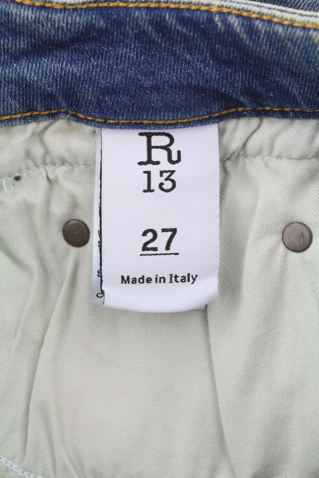 R13 Boy Straight Women Jeans 27 Kelly Stretch Washed Cropped Zip RRP645