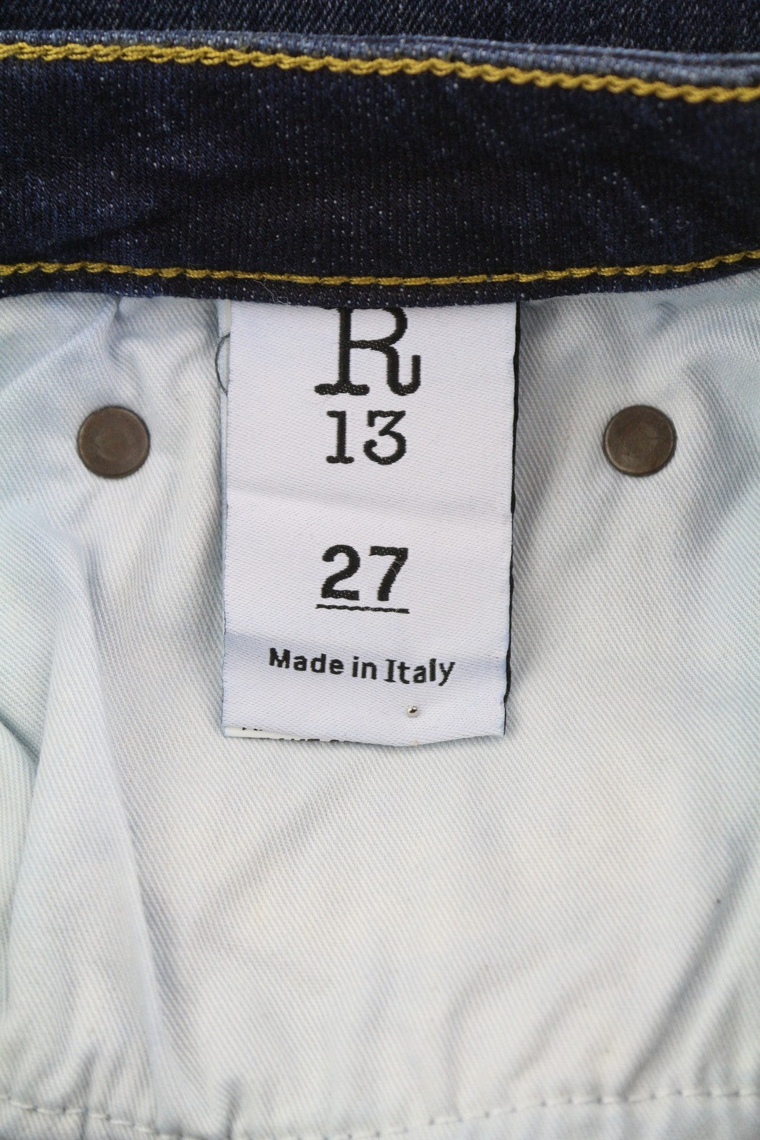 R13 Alison Skinny Women Jeans 27 Howell Indigo Cut Hem Black Faded Denim