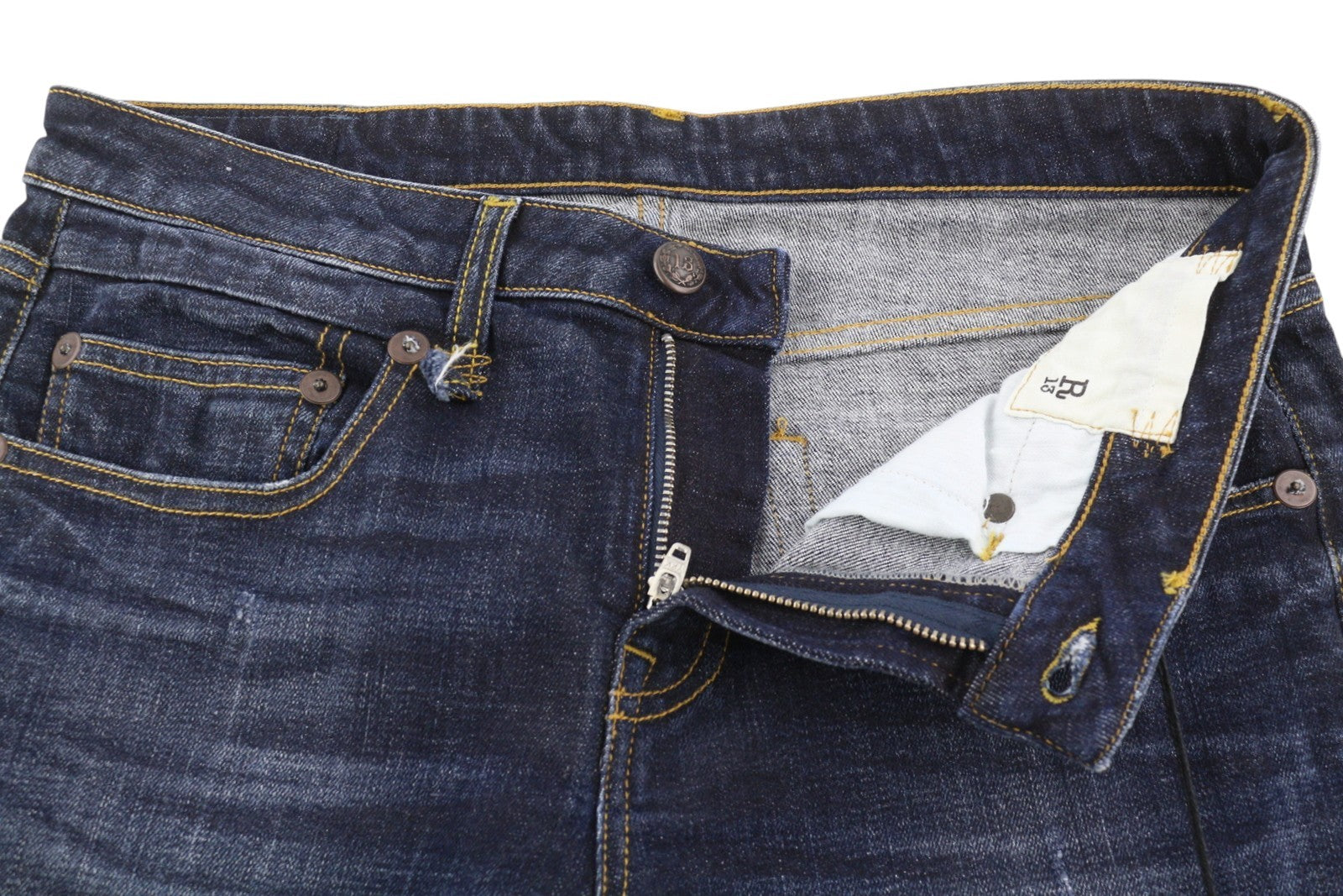 R13 Boy Straight Women Jeans 27 Blue Faded Whisker Distressed Cropped Denim