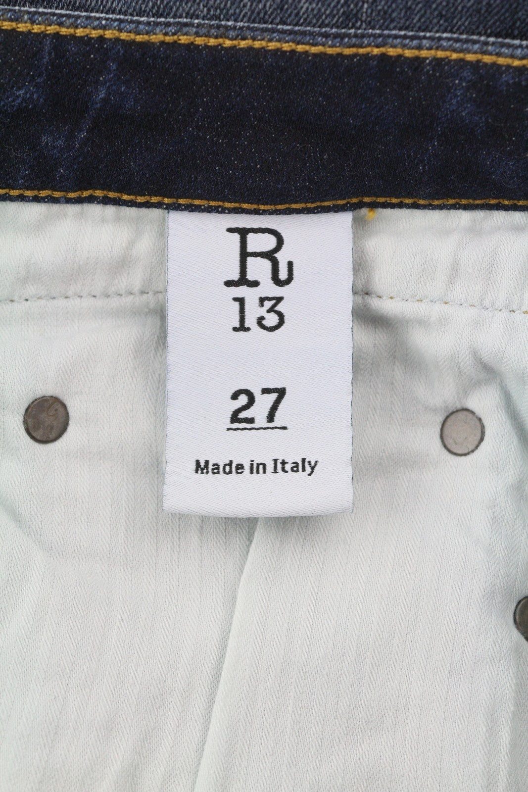 R13 Boy Straight Women Jeans 27 Blue Faded Whisker Distressed Cropped Denim