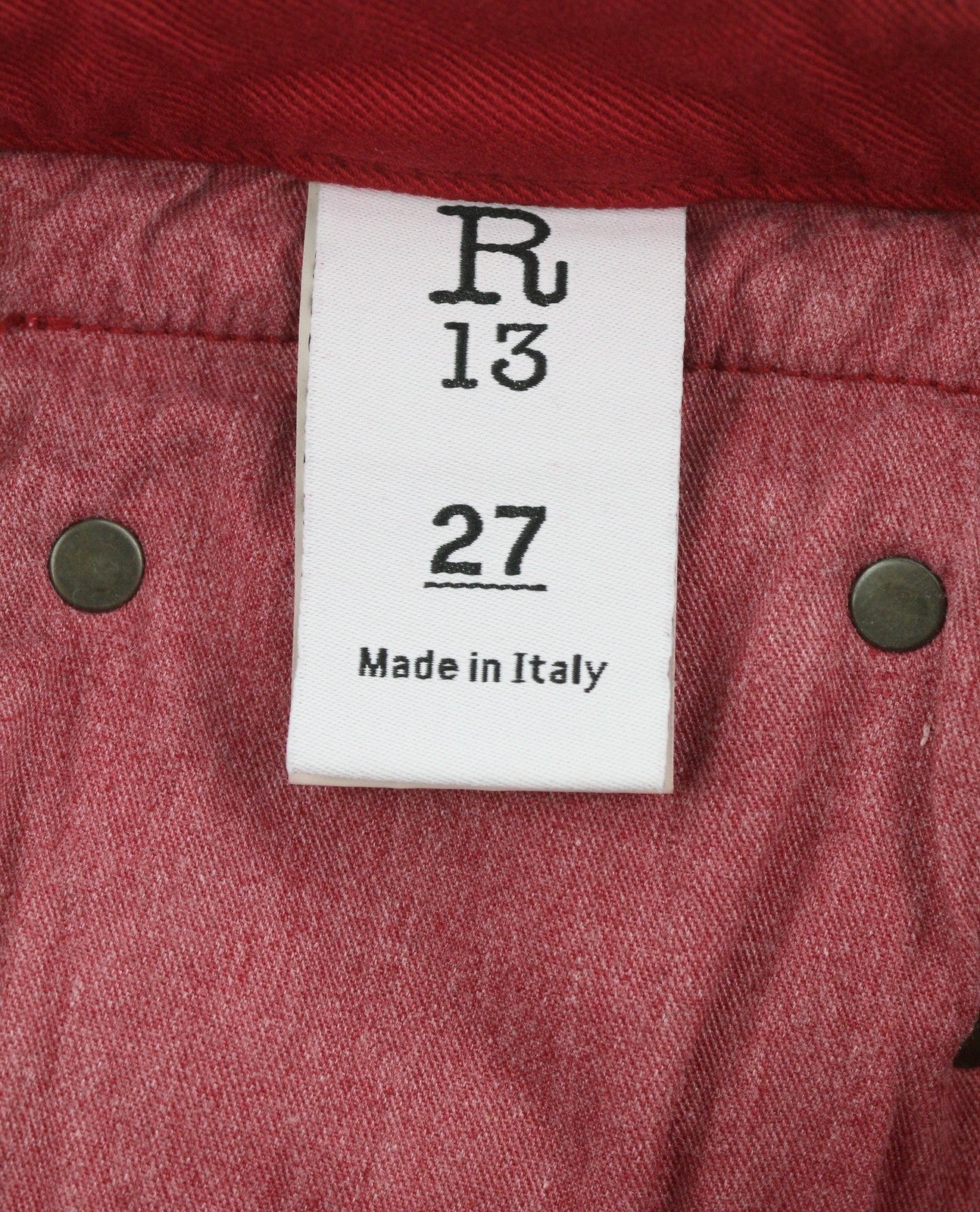 R13 Boy Straight Women Jeans 27 Vivid Red Stretch Cropped Ankle Zip Fly