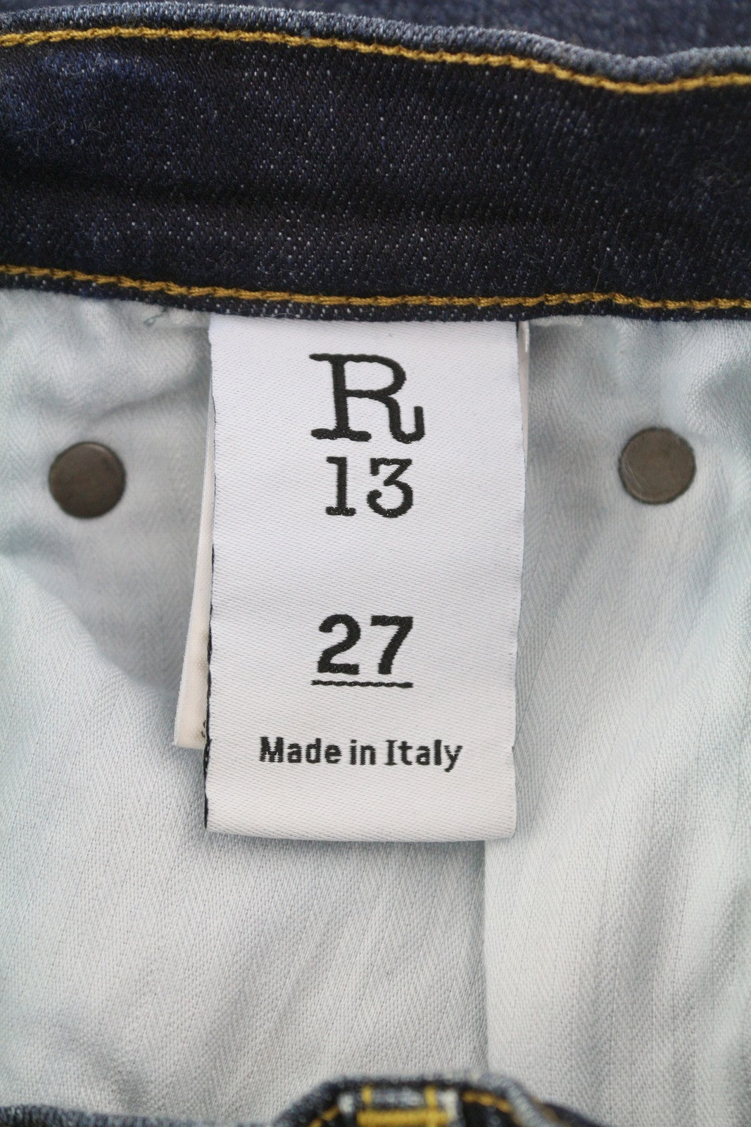 R13 High Rise Skinny Women Jeans 27 Howell Indigo Faded Whisker Distress