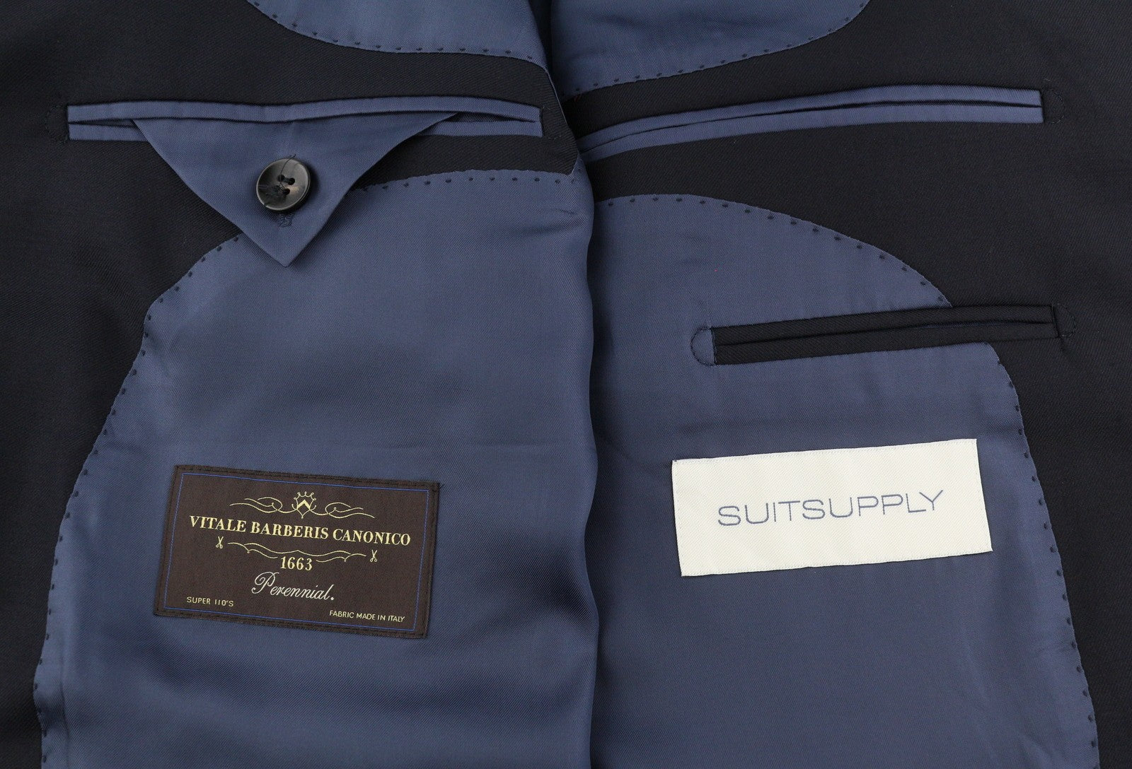 SUITSUPPLY La Spalla Single Breasted Ferrara Men Suit UK50S Blue Wool 3 Piece