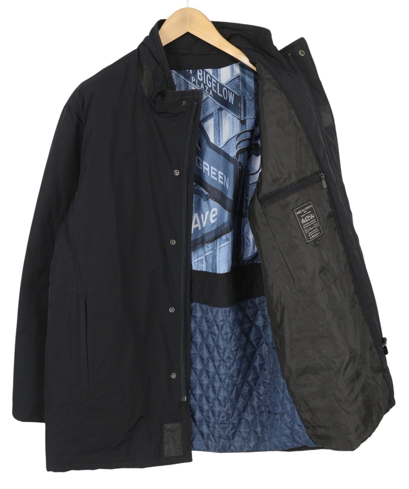 MISE AU GREEN Men Jacket L Black High Neck Full Zip Insulated Lined