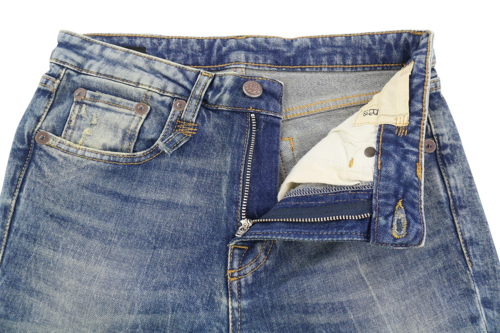 R13 Kick Fit Women Jeans 25 Kelly Stretch Cropped Flared Faded Denim RRP699