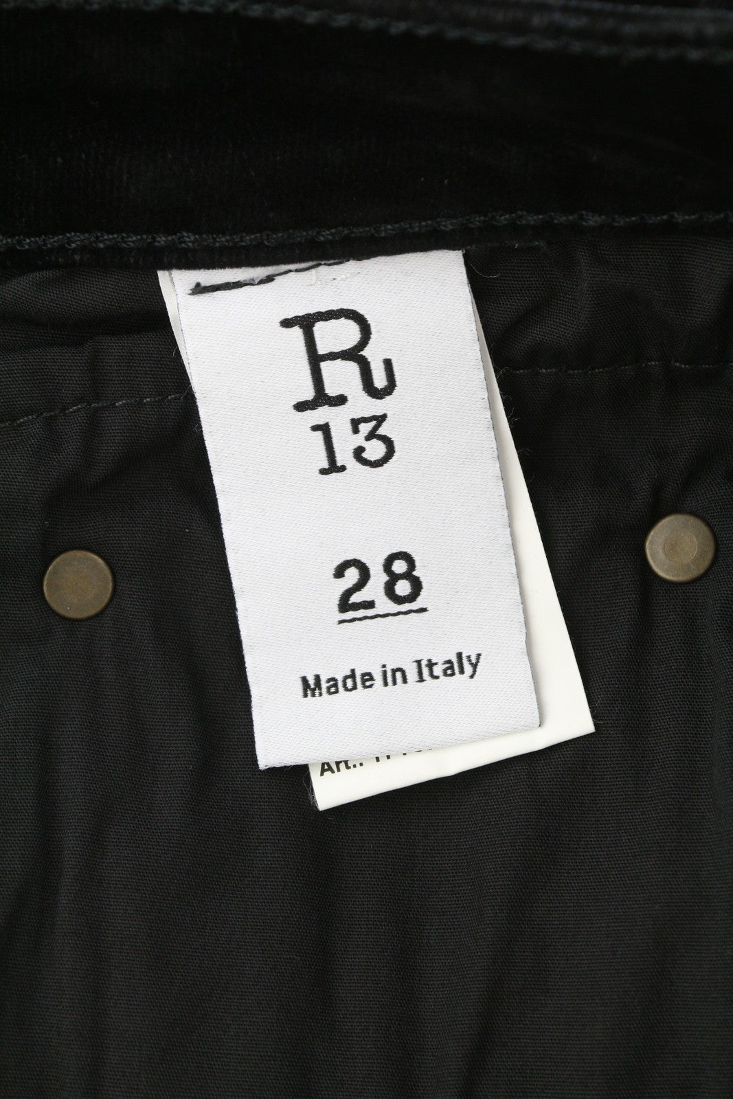 R13 Boy Straight Women Jeans 28 Black Velvet Flocked Cropped Ankle Dark