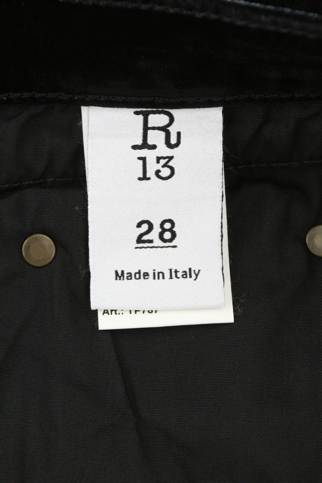 R13 Boy Straight Women Jeans 28 Black Velvet Flocked Cropped Ankle Logo