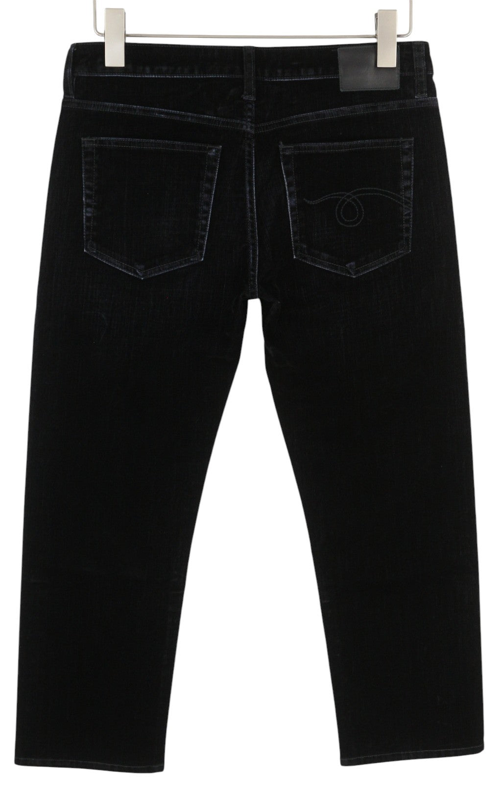 R13 Boy Straight Women Jeans 28 Black Velvet Flocked Cropped Ankle Logo