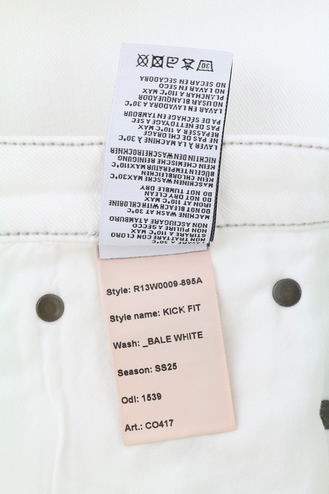 R13 Kick Fit Women Jeans 29 Bale White Cropped Flared Ankle Zip Light Denim