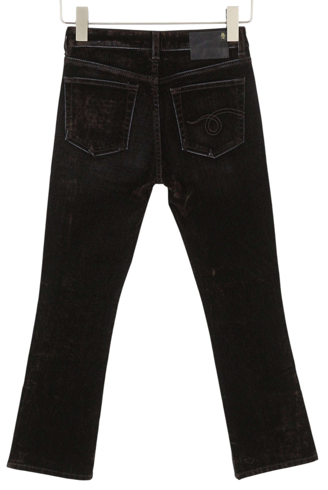 R13 Kick Fit Women Jeans 24 Brown Velvet Flocked Low Rise Cropped Ankle