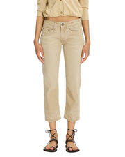 R13 Boy Straight Women Jeans 28 Khaki Stretch Faded Cropped Ankle RRP699