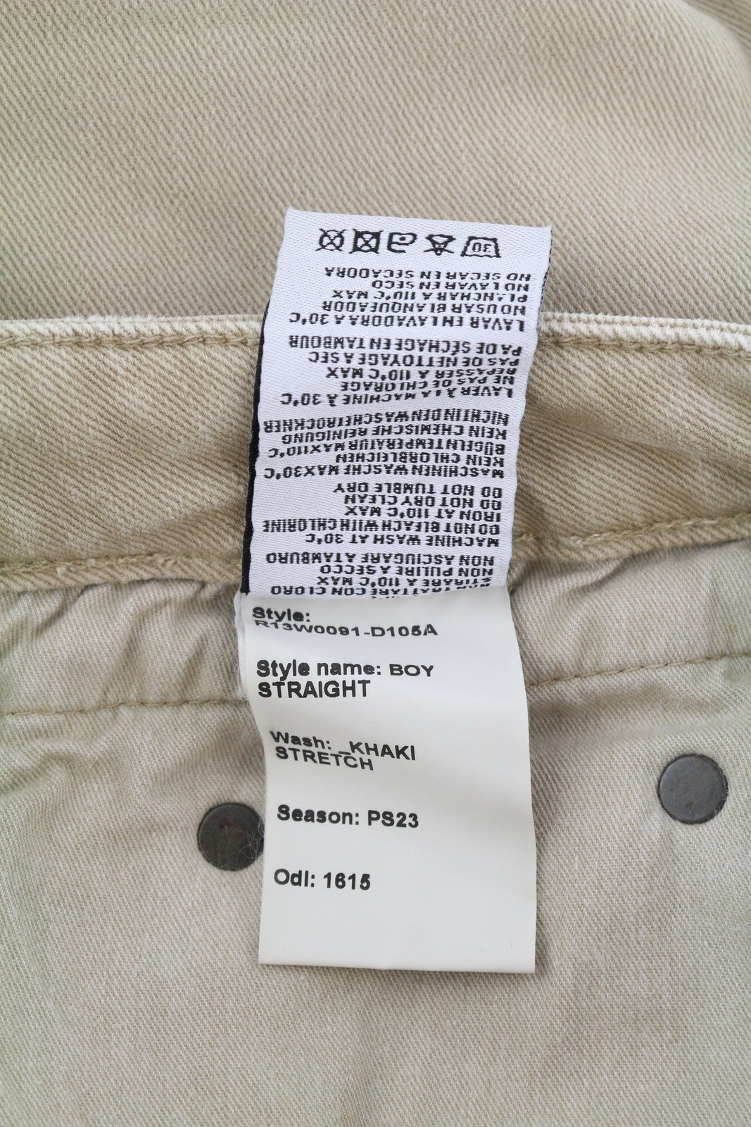 R13 Boy Straight Women Jeans 28 Khaki Stretch Faded Cropped Ankle RRP699