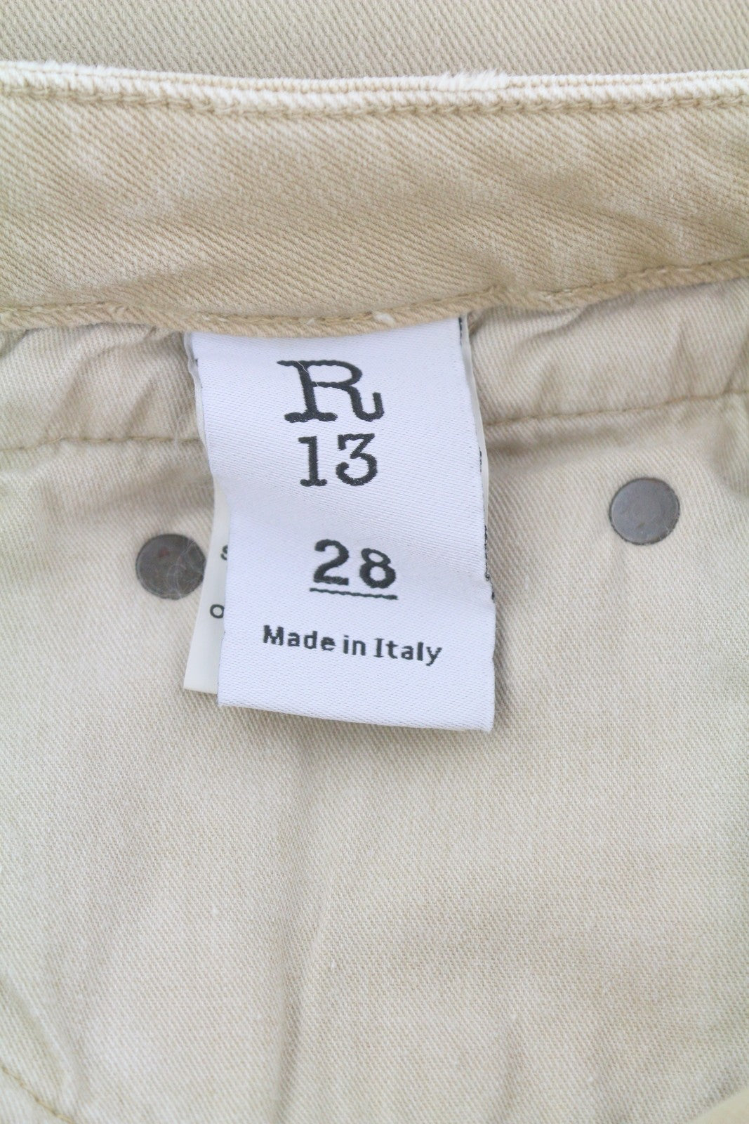 R13 Boy Straight Women Jeans 28 Khaki Stretch Faded Cropped Ankle RRP699