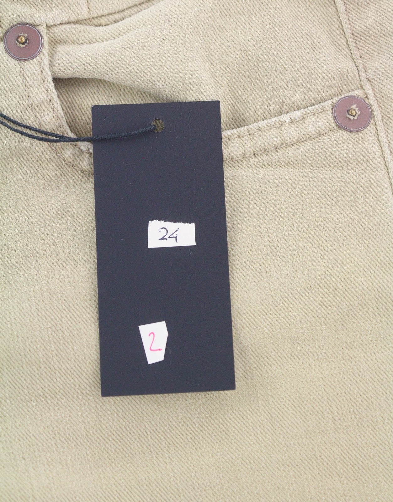 R13 Boy Straight Women Jeans 24 Khaki Stretch Washed Cropped Ankle RRP699