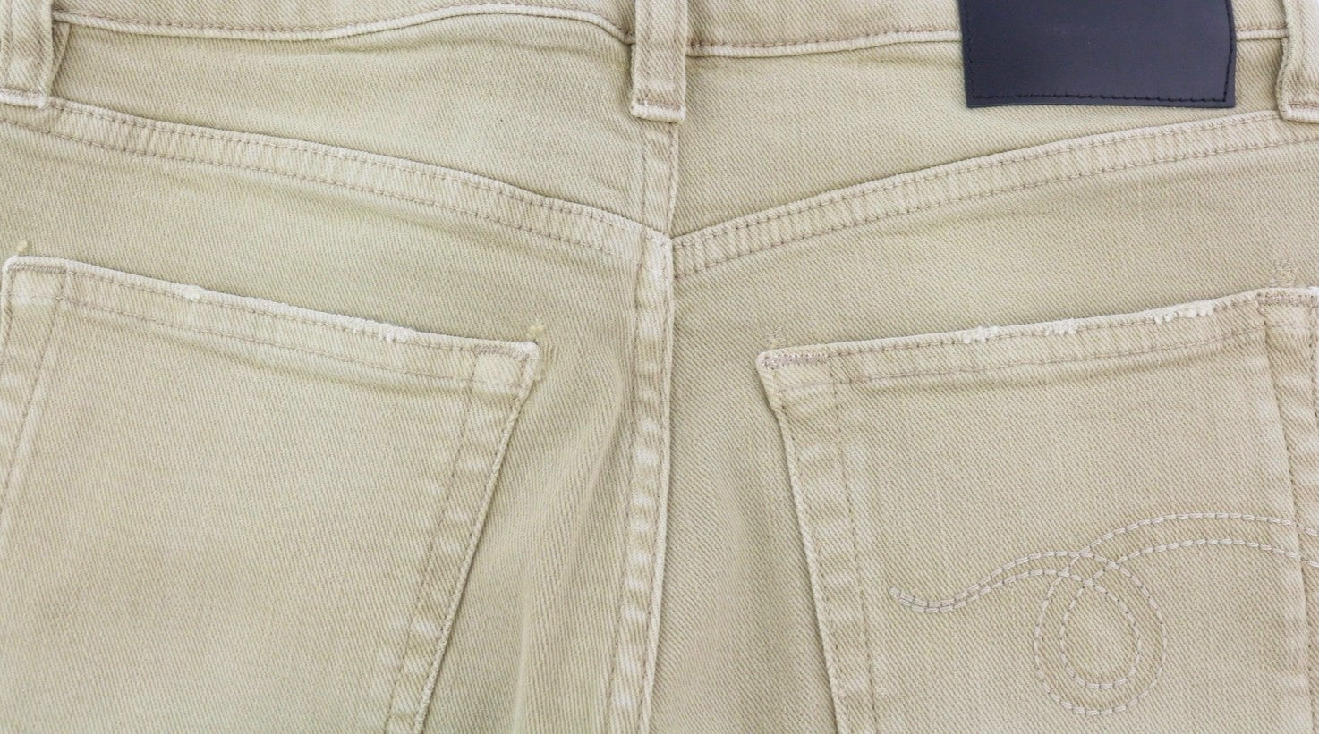 R13 Boy Straight Women Jeans 24 Khaki Stretch Faded Cropped Ankle RRP699