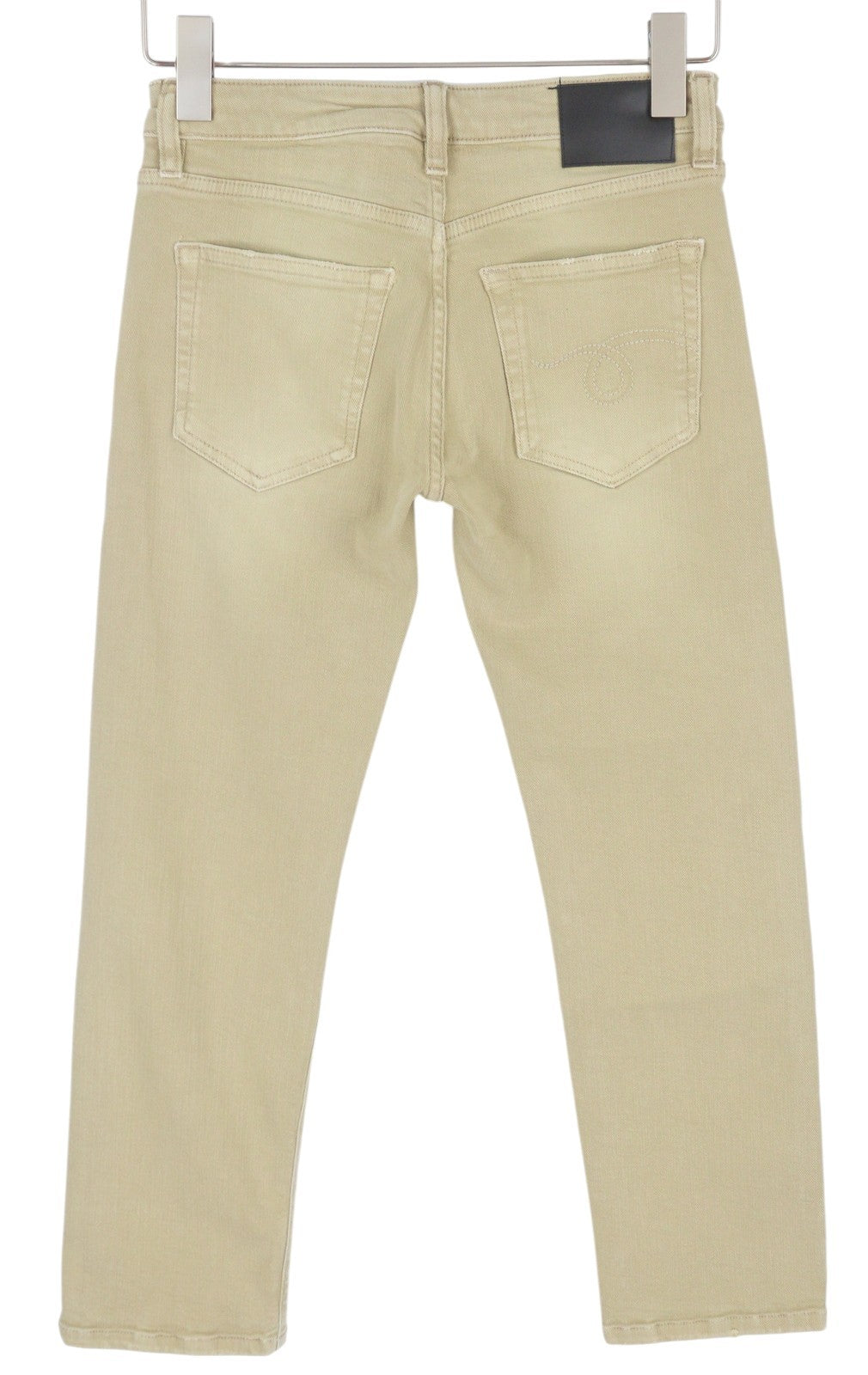 R13 Boy Straight Women Jeans 24 Khaki Stretch Faded Cropped Ankle RRP699