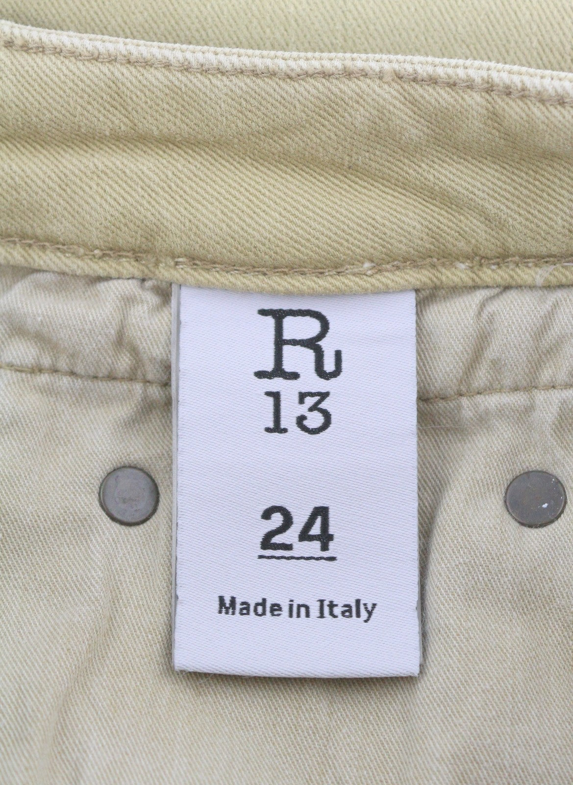 R13 Boy Straight Women Jeans 24 Khaki Stretch Faded Cropped Ankle RRP699