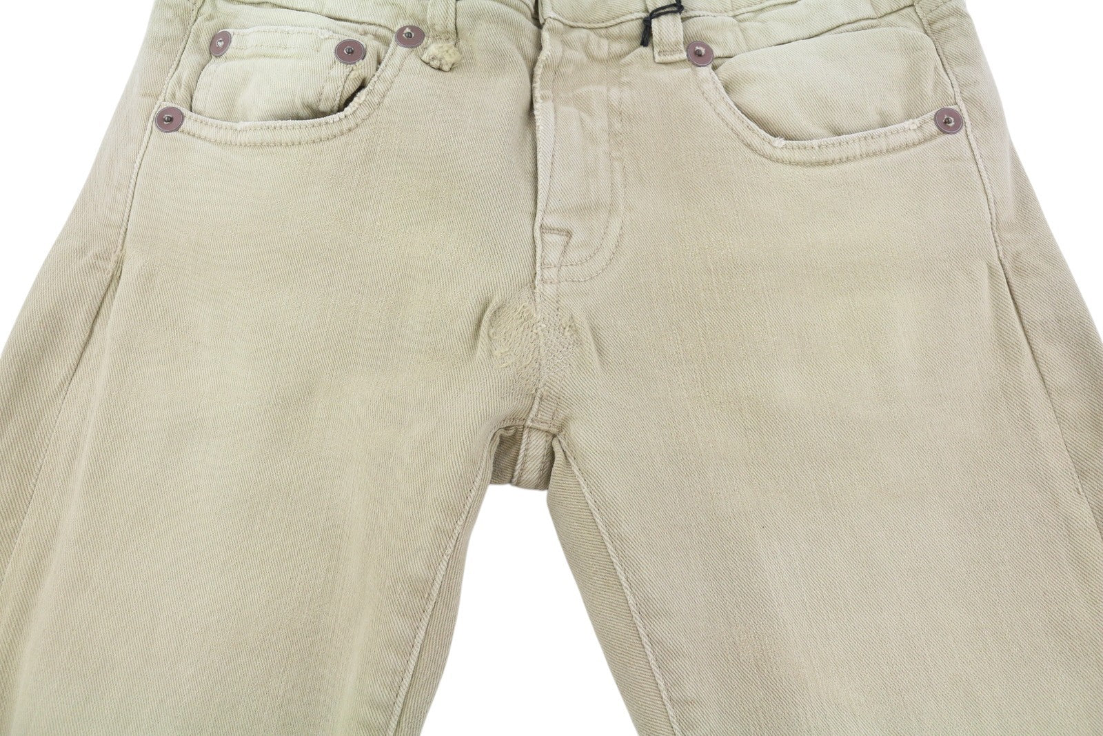 R13 Boy Straight Women Jeans 25 Khaki Stretch Faded Cropped Ankle RRP699