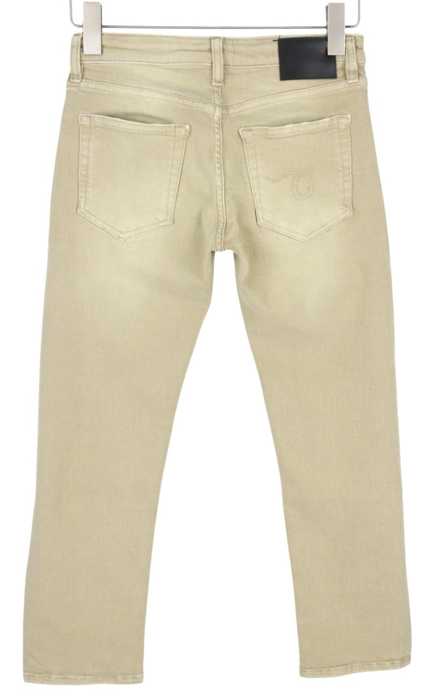 R13 Boy Straight Women Jeans 25 Khaki Stretch Faded Cropped Ankle RRP699