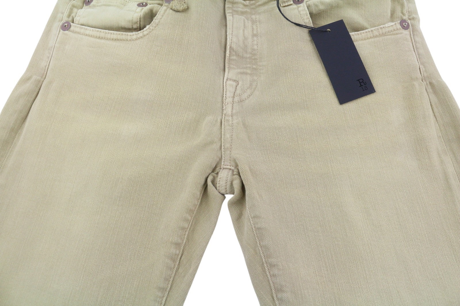 R13 Boy Straight Women Jeans 30 Khaki Stretch Faded Cropped Ankle RRP699