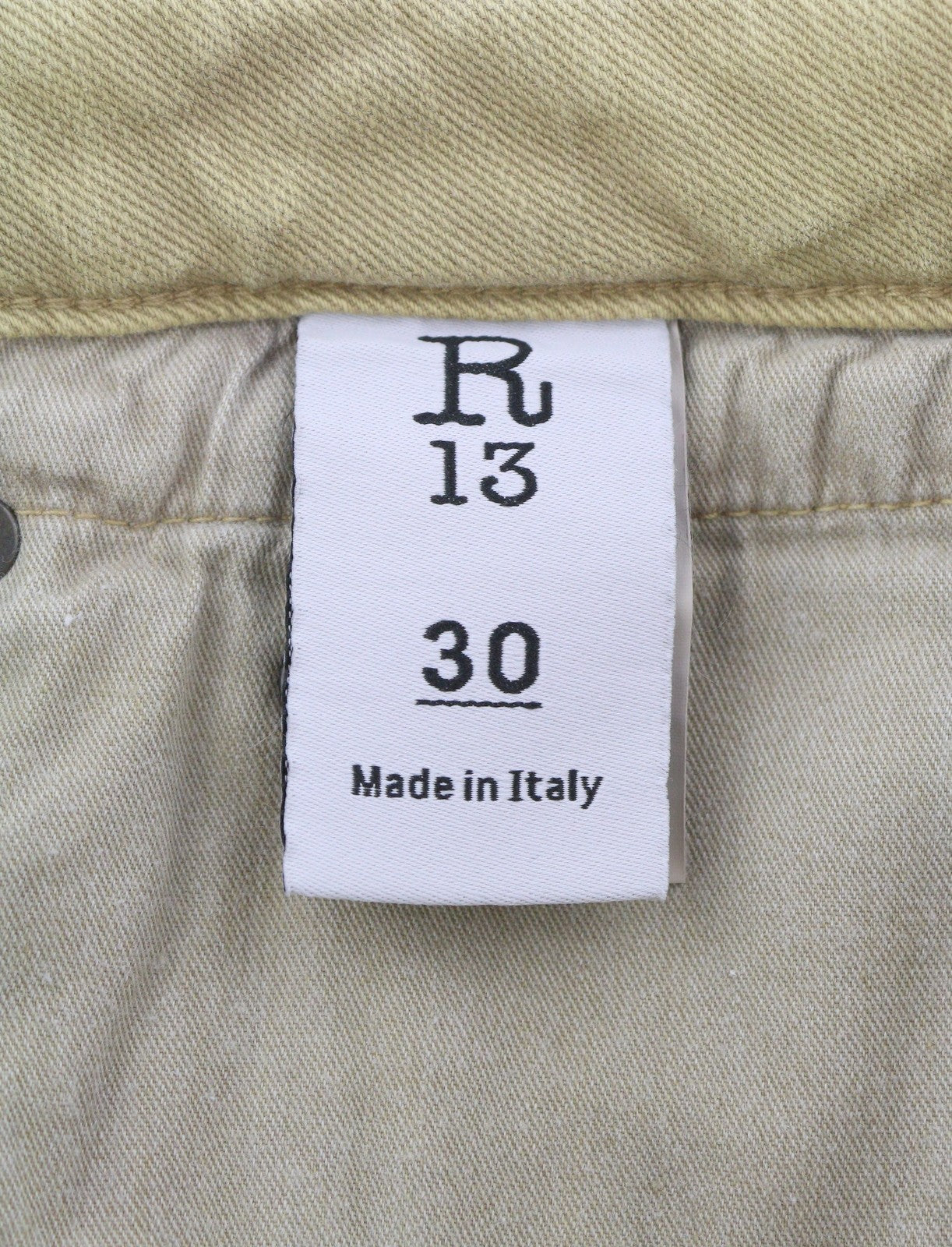 R13 Boy Straight Women Jeans 30 Khaki Stretch Faded Cropped Ankle RRP699