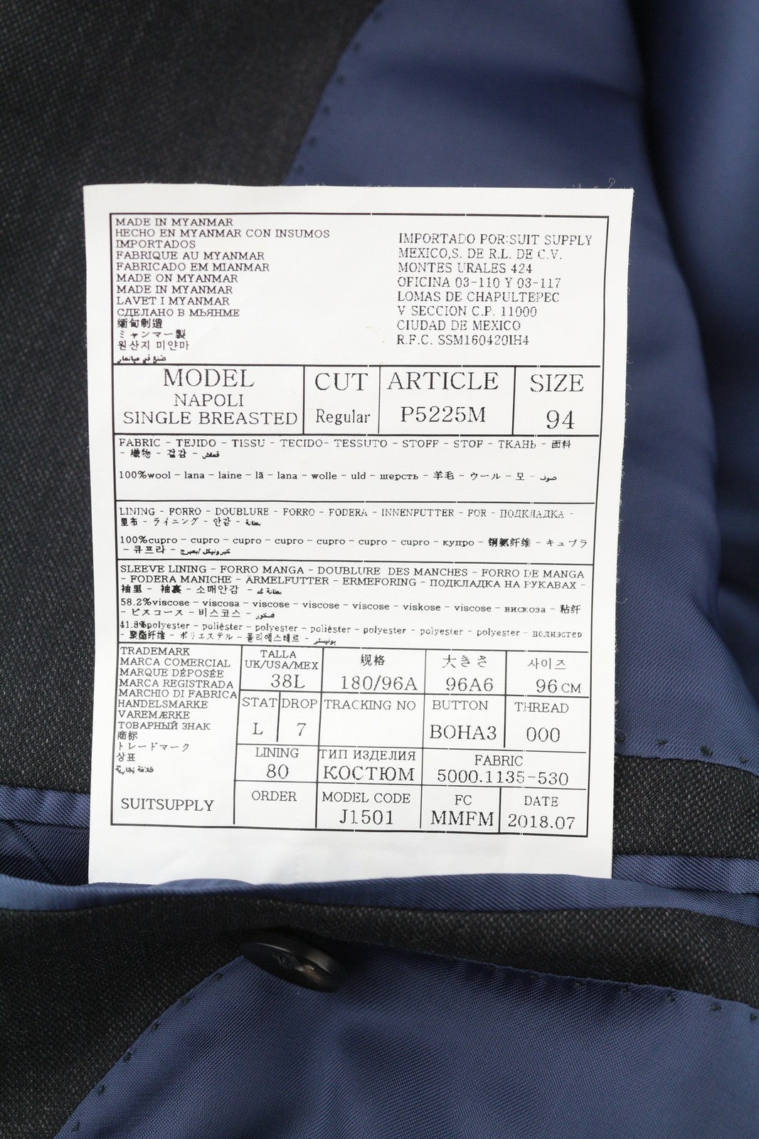 SUITSUPPLY Napoli Single Breasted Brescia Men Suit UK38L UK40R Grey Wool 2in1