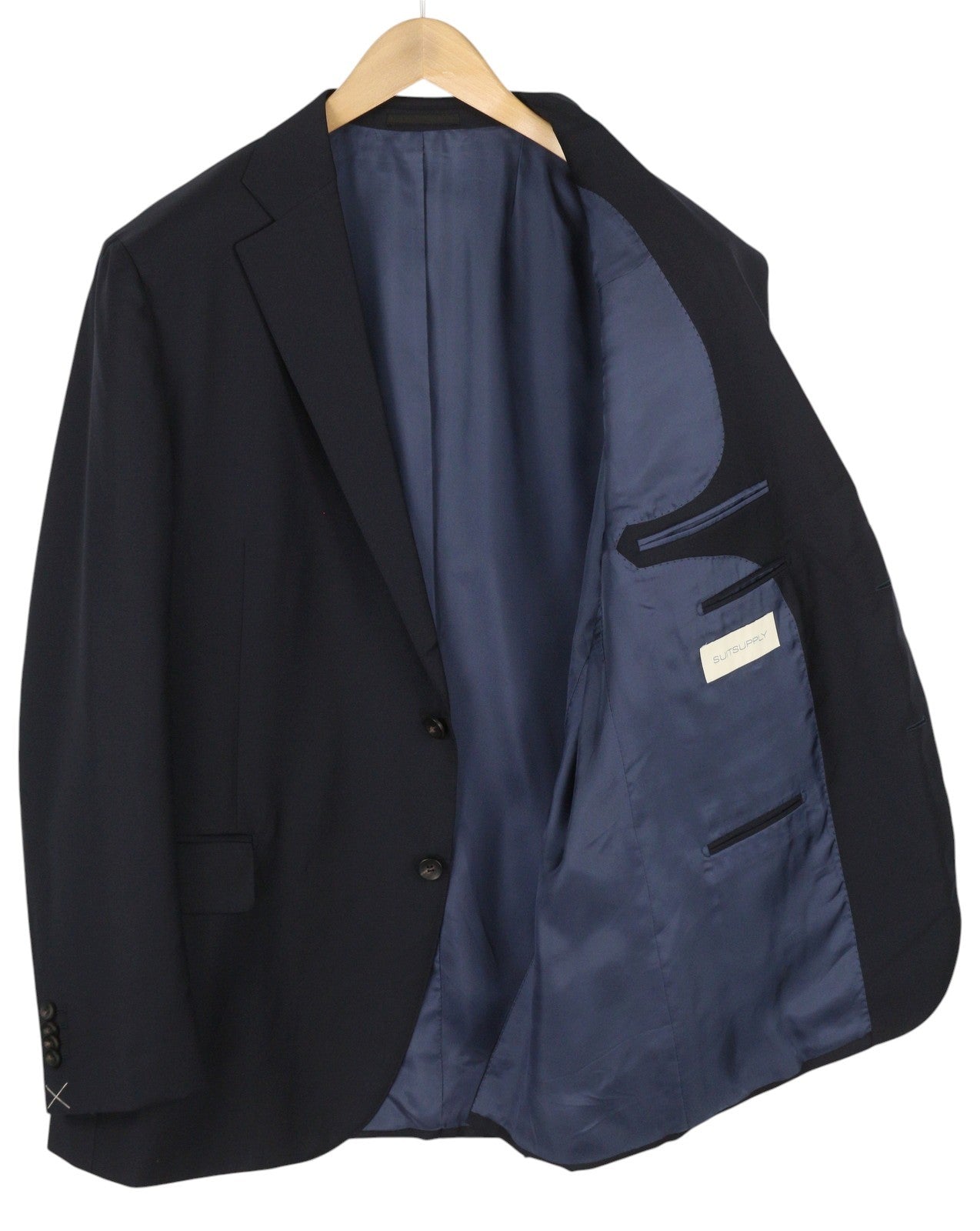 SUITSUPPLY La Spalla Single Breasted Ferrara Men Suit UK52R Blue Wool 3 Piece