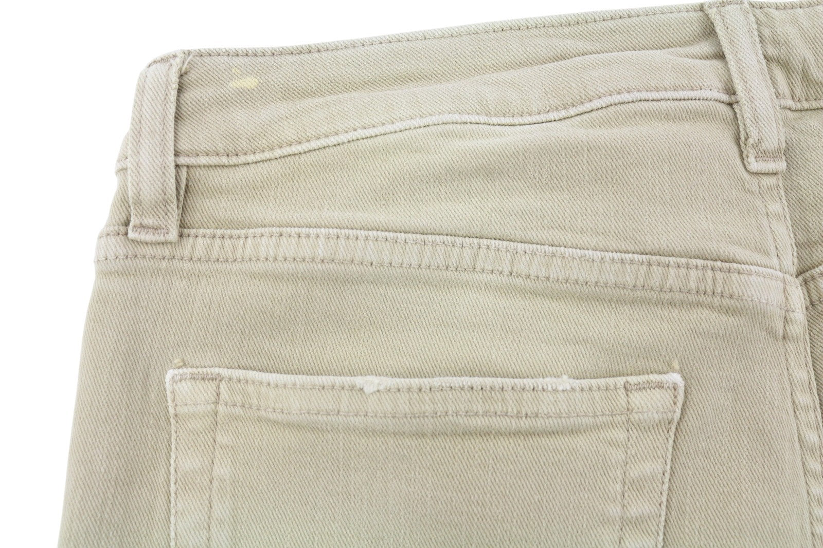 R13 Boy Straight Women Jeans 27 Khaki Stretch Washed Cropped Zip Ankle RRP699