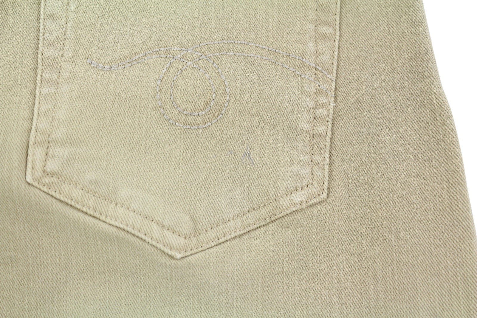 R13 Boy Straight Women Jeans 31 Khaki Stretch Faded Cropped Ankle RRP699