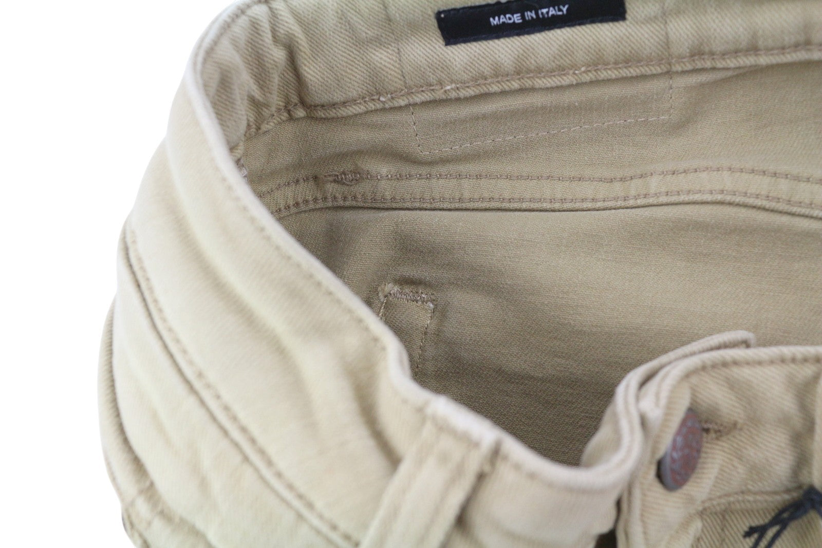 R13 Boy Straight Women Jeans 28 Khaki Stretch Washed Cropped Zip Ankle RRP699