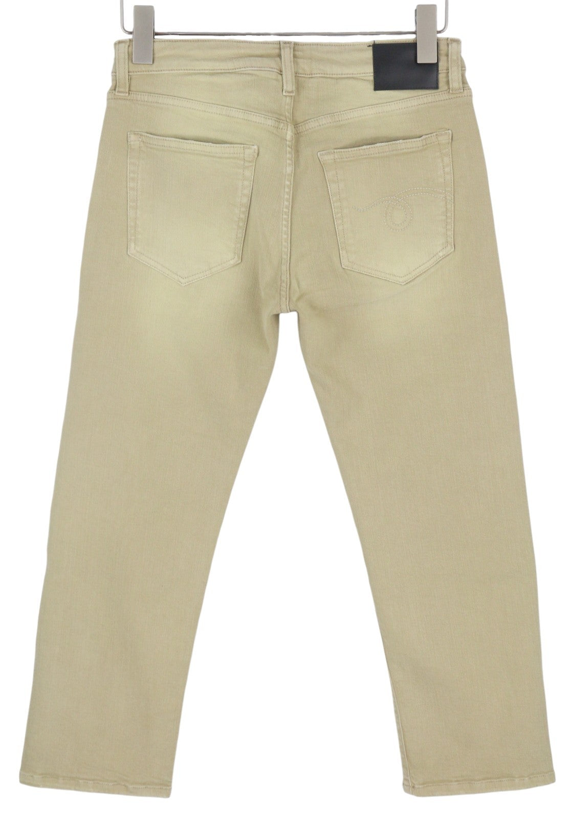 R13 Boy Straight Women Jeans 28 Khaki Stretch Washed Cropped Zip Ankle RRP699