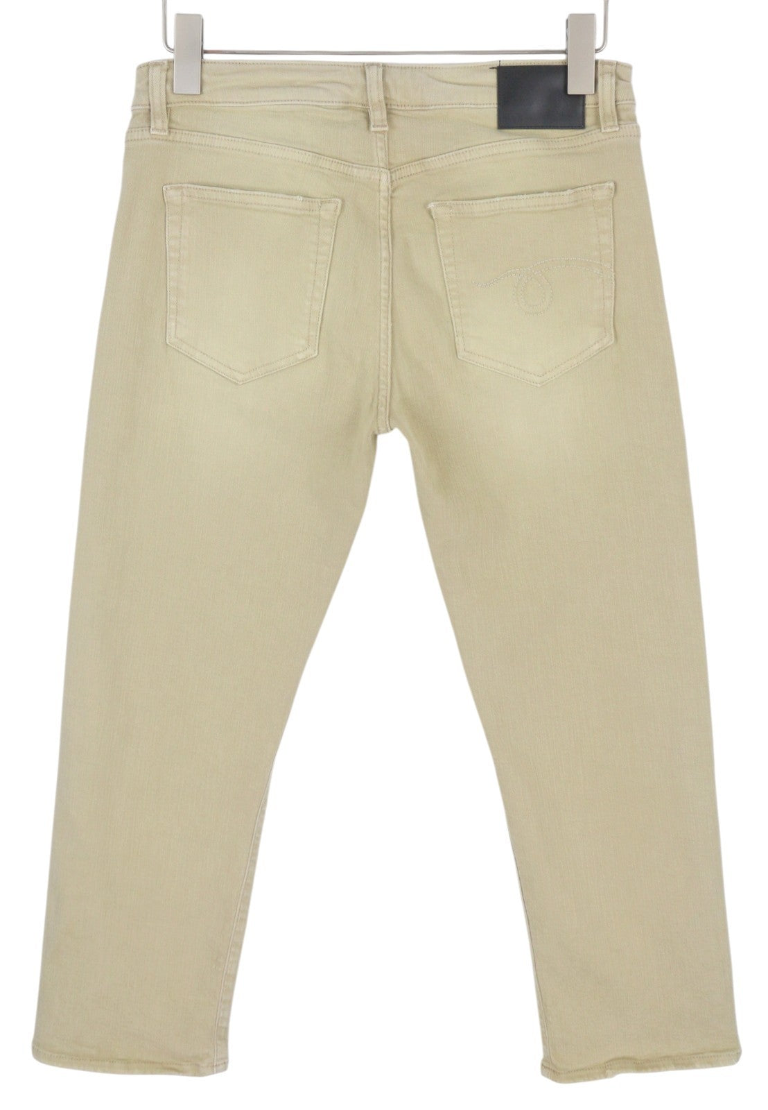R13 Boy Straight Women Jeans 29 Khaki Stretch Faded Cropped Ankle RRP699