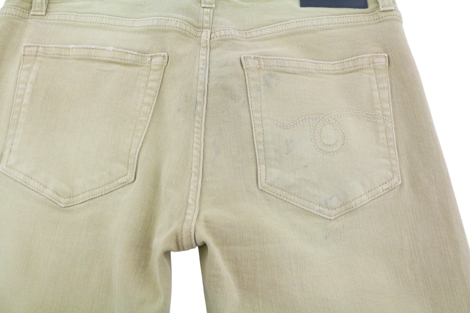 R13 Boy Straight Women Jeans 29 Khaki Stretch Faded Casual Ankle RRP699