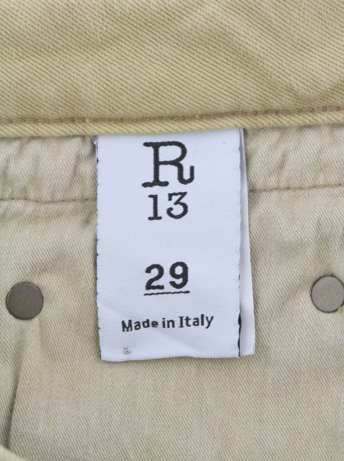 R13 Boy Straight Women Jeans 29 Khaki Stretch Faded Casual Ankle RRP699