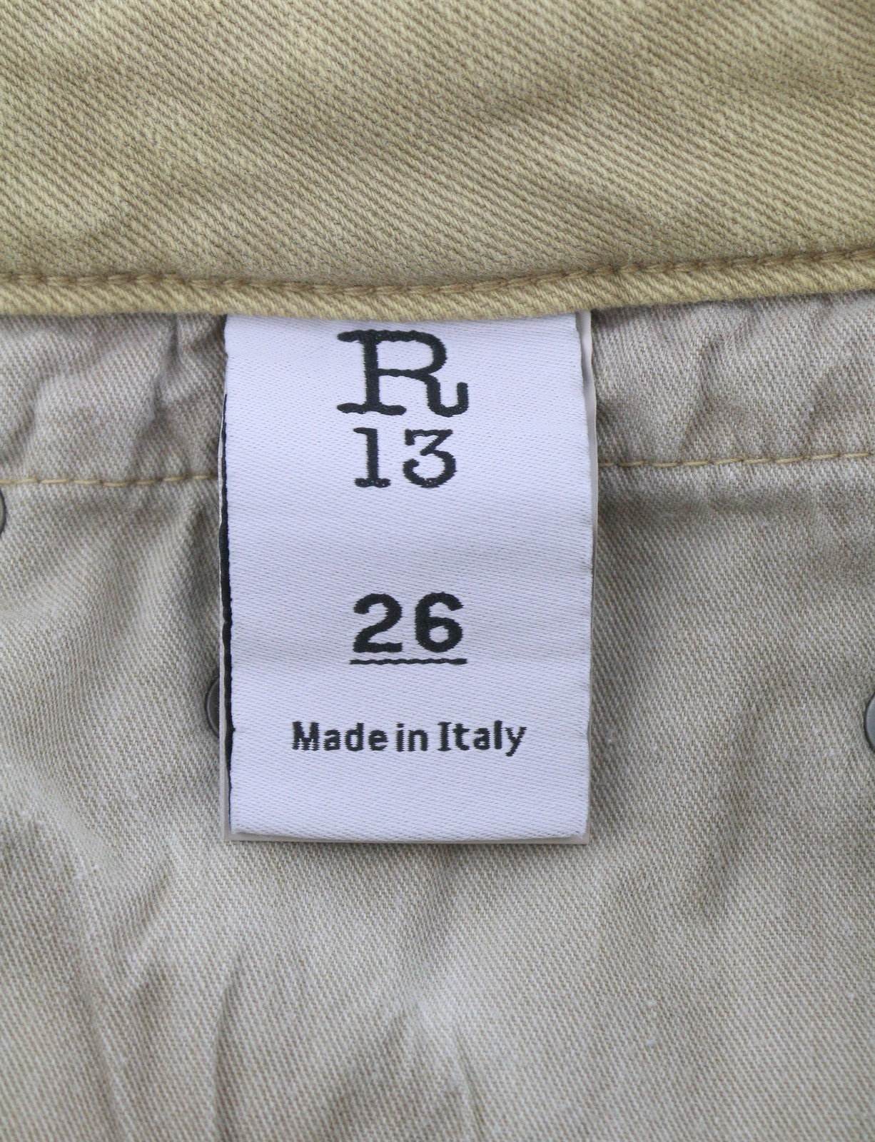 R13 Boy Straight Women Jeans 26 Khaki Stretch Faded Casual Ankle RRP699