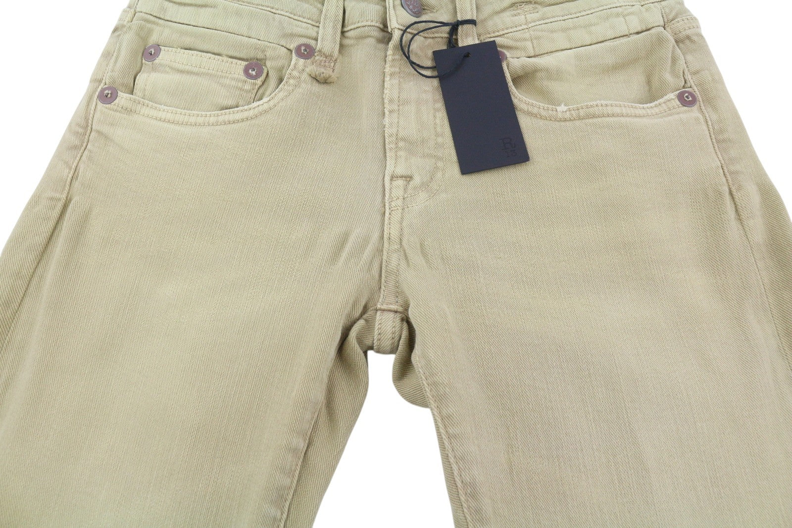 R13 Boy Straight Women Jeans 24 Khaki Stretch Faded Casual Ankle RRP699