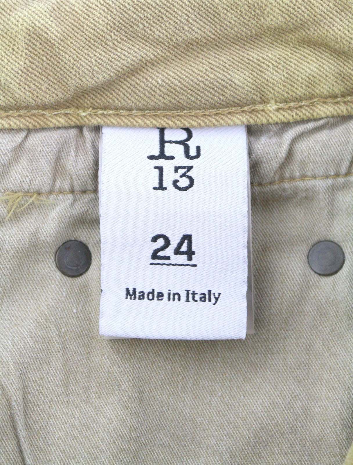 R13 Boy Straight Women Jeans 24 Khaki Stretch Faded Casual Ankle RRP699