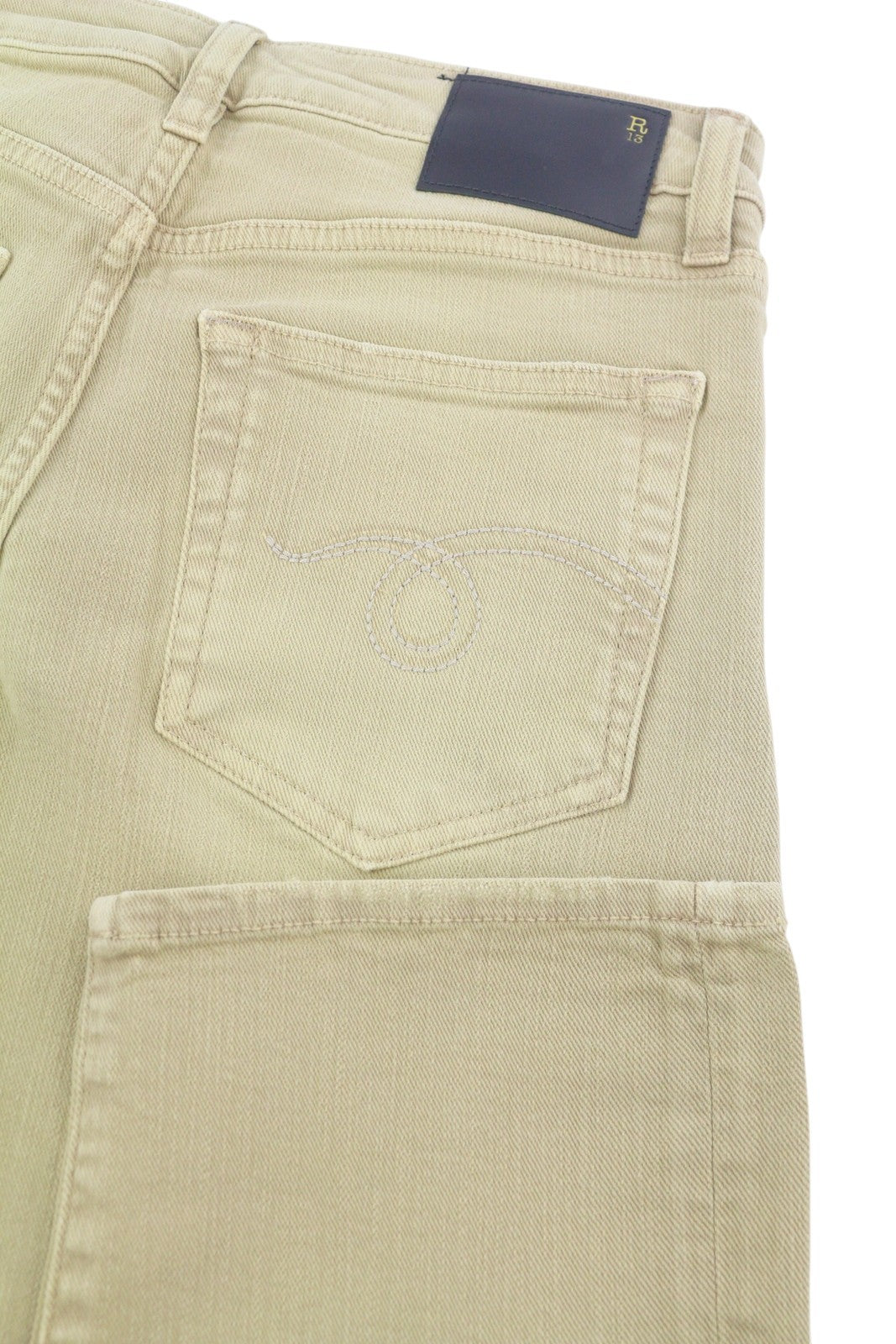 R13 Boy Straight Women Jeans 24 Khaki Stretch Faded Casual Ankle RRP699