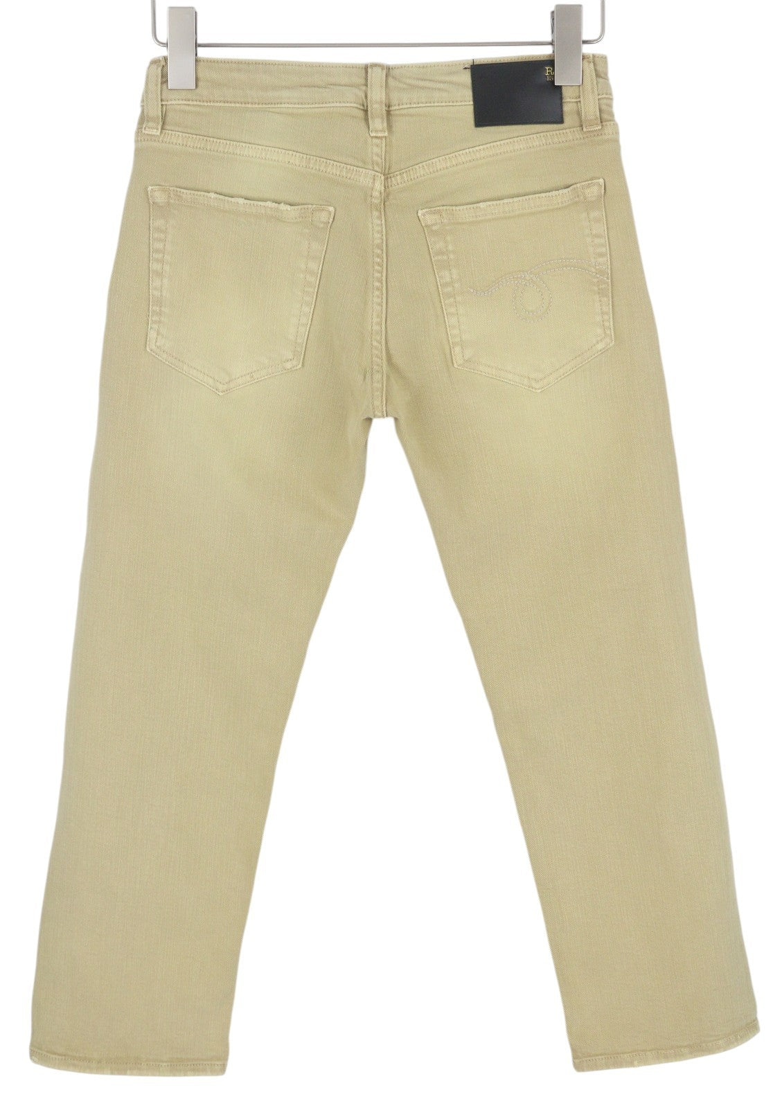 R13 Boy Straight Women Jeans 28 Khaki Stretch Faded Casual Ankle RRP699