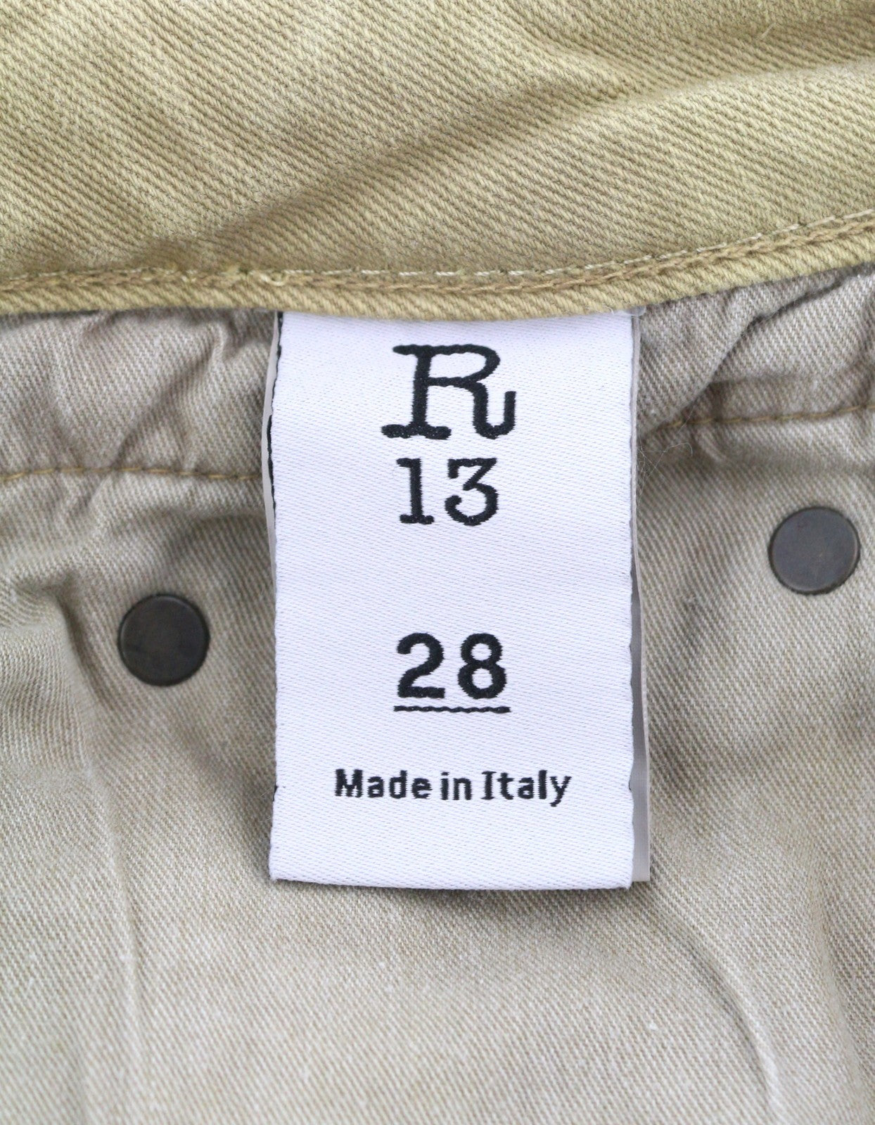 R13 Boy Straight Women Jeans 28 Khaki Stretch Washed Casual Ankle RRP699