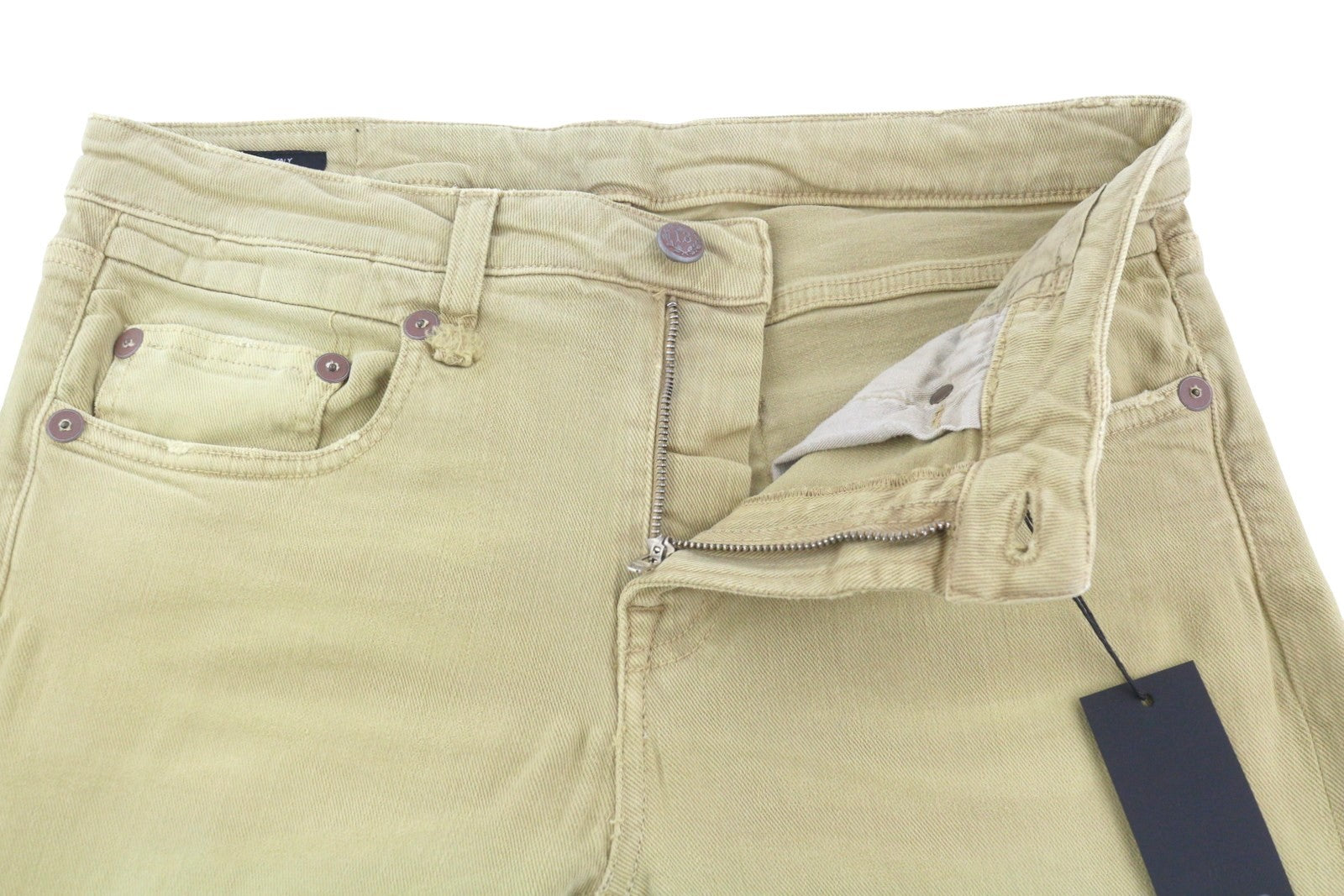 R13 Boy Straight Women Jeans 29 Khaki Stretch Washed Casual Ankle RRP699