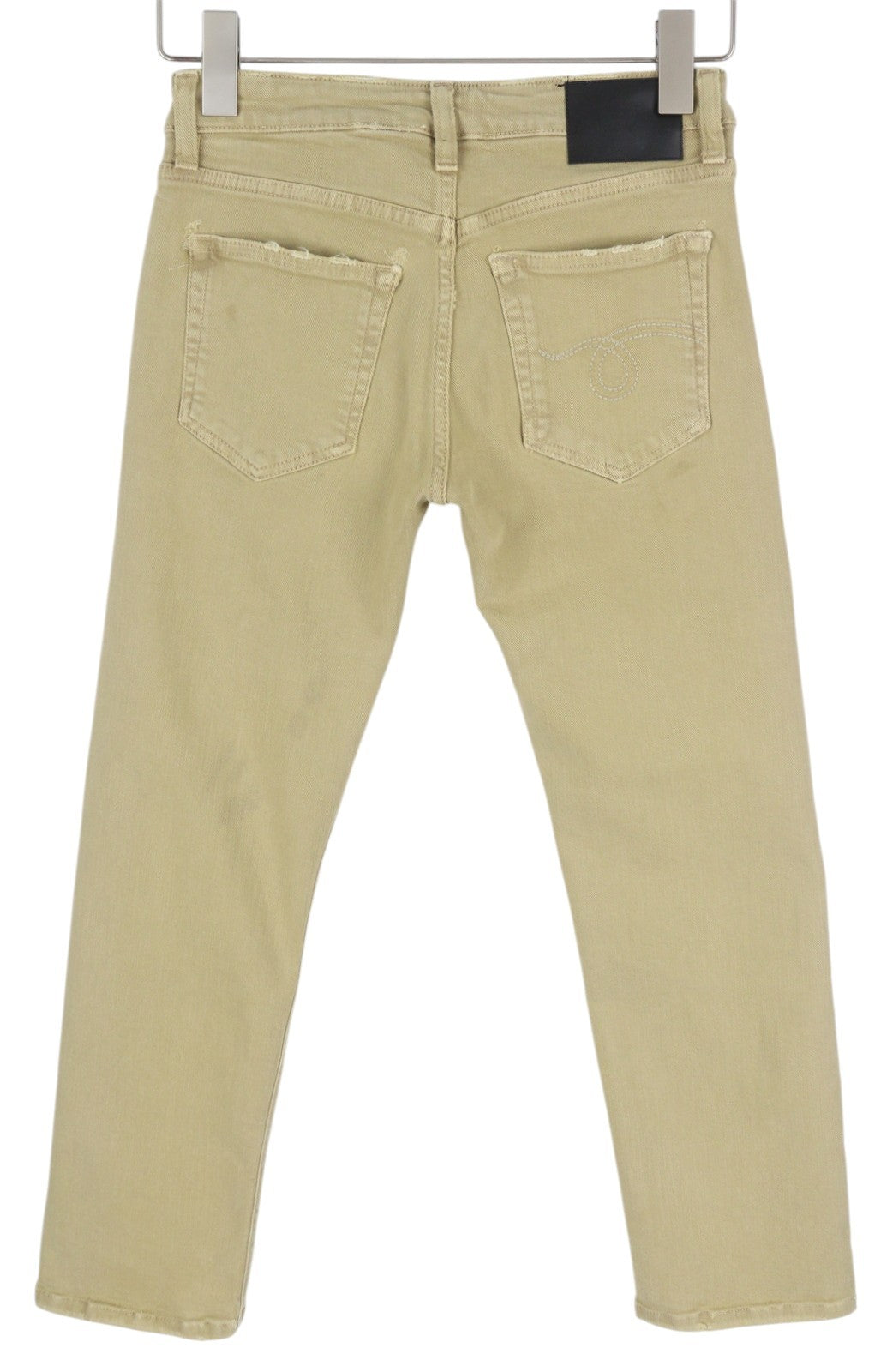 R13 Boy Straight Women Jeans 24 Khaki Stretch Washed Casual Ankle RRP699