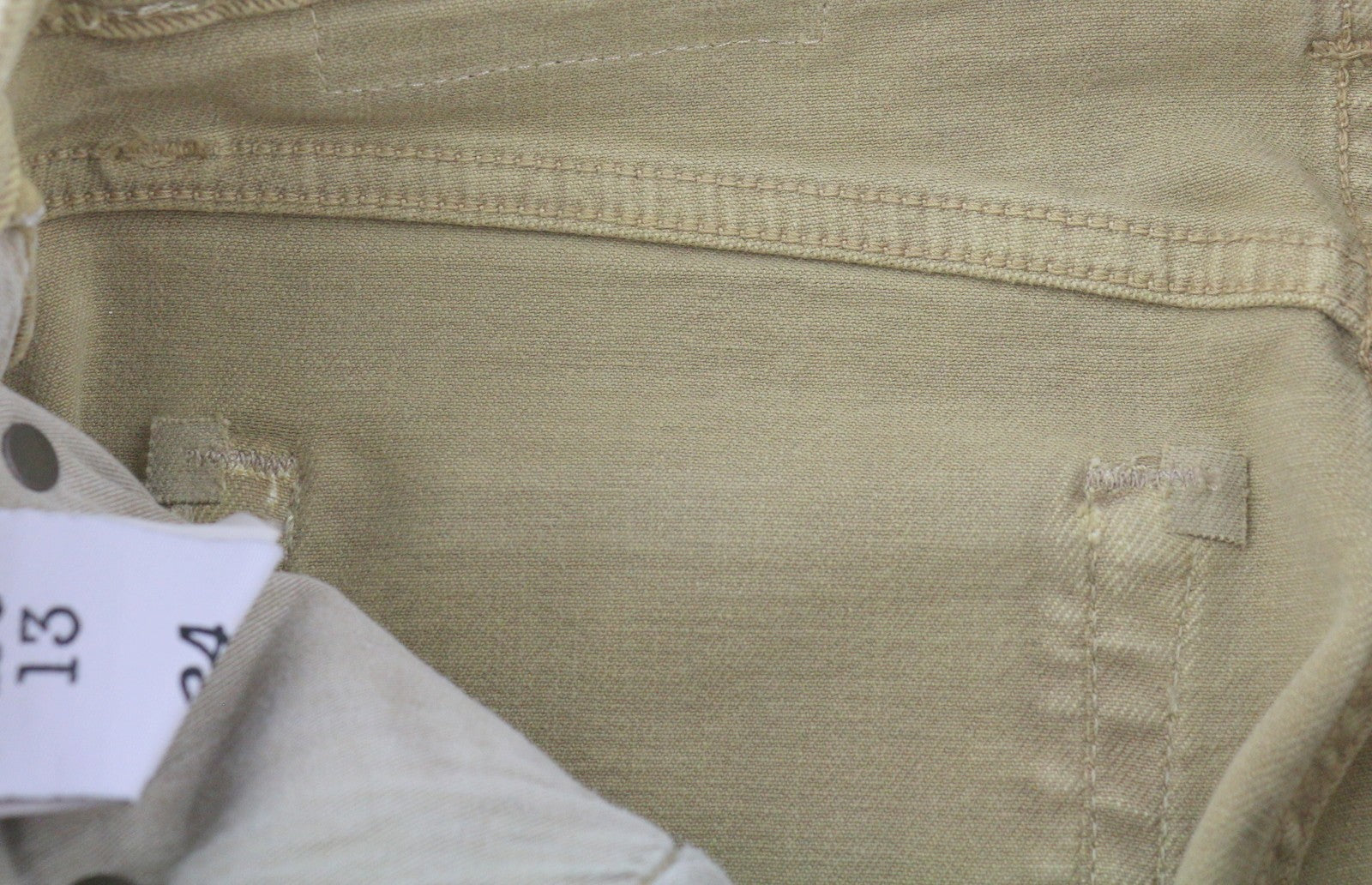 R13 Boy Straight Women Jeans 24 Khaki Stretch Washed Logo Ankle RRP699